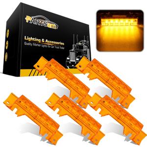 Partsam 5PCS 6LED Cab Light Truck Trailer Cab Marker Top Amber Lens Roof Running Light Reflective Lights Assembly Compatible with 2004 VN/2003-2020 VNL Trucks Waterproof