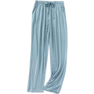 Soft Women's Modal-Cotton Pajama Pants with Pockets & Drawstring - Lounge Pants for Sleeping (Black/Blue/Pink/Gray) (Blue, XL)
