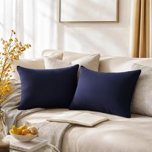 QUORGVES Navy Blue Velvet Pillow Covers 12x20 Inch Set of 2, Soft Solid Decorative Lumbar Throw Pillow Covers, Decor Cushion Covers for Bed Sofa Couch Bedroom Living Room - Dark Blue