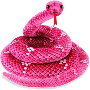Snake Plush, Stuffed Snake Animal, 71 in Large Toy Snakes for Kids, Lifelike Giant Stuffed Animals for Birthday Present Party Prank Prop (Pink)