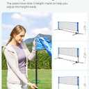 SONGMICS 13 ft Badminton Net, Height Adjustable Volleyball Net, Pickleball Net with Poles, Foldable Nylon Net for Tennis Indoor Outdoor Court, Blue Black