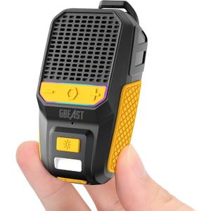 GBEAST Wearable Bluetooth Speaker, Clip-On Mini Portable Speakers All Day Playtime Waterproof Built-in Mic for Hands-Free Music/Calls Bluetooth Speaker with RGB/Flashlight for Jobsite/Outdoor/Golf (Yellow)