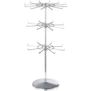 Polmart 3-Tier Spinning Display Stand ，Heavy Duty Adjustable Countertop Stand for Retail, Jewelry, Cosmetics, Crafts ，Sturdy Metal Base 360° Rotating Tiers with Height Adjustable (Silvery)