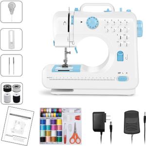 Sewing Machine for Beginners, mini Electric Sewing Machine with Dual Speed, 12 Built-in Stitches, Foot Pedal and 42-Piece Sewing Kit for Home DIY Projects