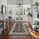 TOPRUUG Washable Hallway Runner Rug 4x8: Non Slip Runner Rugs with Rubber Backing Soft Kitchen Rug Farmhouse Distressed Carpet Runner for Living Room Bedroom Bathroom (Black/Green, 4X8)