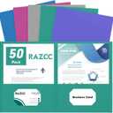 Two Pocket Folders, RAZCC 50 Pack 2 Pocket Folders Fit Letter Size Paper, Paper Folders with Pockets for School Office Business Home, Assorted 5 Colors