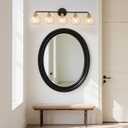 5 Light Bathroom Vanity Light, Black and Gold Bathroom Light Fixtures with Clear Glass Shade Modern Wall Sconces Lighting Bath Wall Lights Lamp for Mirror Kitchen Living Room Bedroom Hallway Cabinet