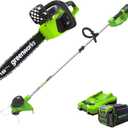 Greenworks G-MAX 40V 16-Inch Cordless Chainsaw, 4AH Battery and a Charger Included, 20312 with 40V String Trimmer
