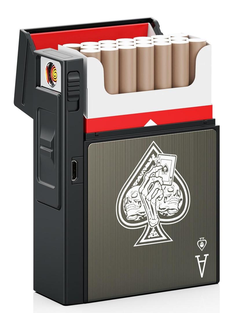 Cigarette Case with Lighter, Cigarette Case King Size for Men Women, Ace of Spades