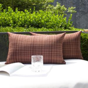 Kevin Textile Pack of 2 Decorative Outdoor Waterproof Throw Pillow Covers Lumbar Pillowcases Modern Cushion Cases for Patio Couch Bench 12 x 20 Inch Coffee