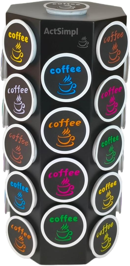 Compact Sturdy Metal K Cup Holder, Stylish and Modern Designed Coffee Pod Carousel, K Cup Storage Organizer, 36+1 Pods Capacity, No Assembly Required