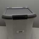 IRIS USA Airtight Dog Food Storage Container 25 lbs, Removable Wheels, for Dog Cat Bird and Other Pets, Food Storage Bin, Keep Fresh, Made in USA, Clear/Dark Gray