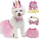 Legendog Dog Tutu Skirt, Birthday Party Supplies - Hat - Bowtie, Cute Pink Outfit for Small Dogs, Girl Dresses