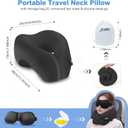 jiaao Neck Pillow Airplane, Memory Foam Travel Neck Pillows for Long Flight, 3D Eye Masks, Ear Plugs and Portable Drawstring Bag, Napping Pillow for Home, Road Trips, Sleep Rest and Travel Use
