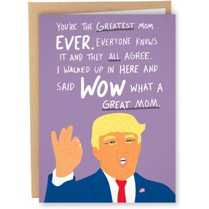 2 x Sleazy Greetings Donald Trump Funny Mother's Day Card | Funny Birthday Card For Mom | Trump Greatest Mom Ever Card