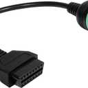 9 Pin J1939 Male to 16 Pin OBD2 OBDII Female Right Angle Green Type 2 Adapter Cable for Heavy Duty Trucks and Commercial Vehicles for Freightliner Truck for Diagnostic Tool and ELD Tracker