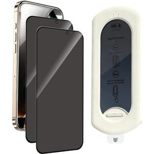 2 Pack for iPhone 16 Pro Max Privacy Tempered Glass Screen Protector, Automatic Dust Removal, Automatic Alignment,Bubble Free, Electroplating Fingerprint, Easy Installation,Case Friendly (Black)