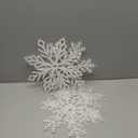 4 pcs Large White Snowflakes Christmas Ornaments- 12 Big Plastic Glitter Hanging Snow Flakes for Christmas Tree Decorations Winter Indoor Outdoor Window Home Decor Giant Craft Snowflakes