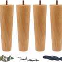WEICHUAN Round Wooden Replacement Furniture Chair Ottoman Loveseat Coffee Table Cabinet Sofa Couch Legs 8 inch Heavy Duty (8" Straight Set of 4)