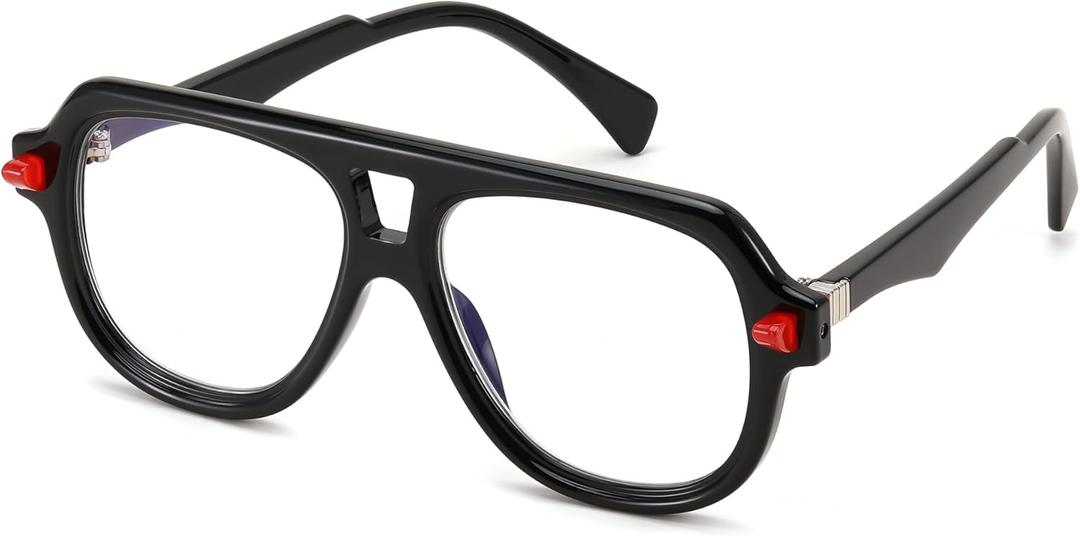 FEISEDY Stylish Reading Glasses for Woman Men Trendy Retro Double Bridge Readers B0287 (Black)