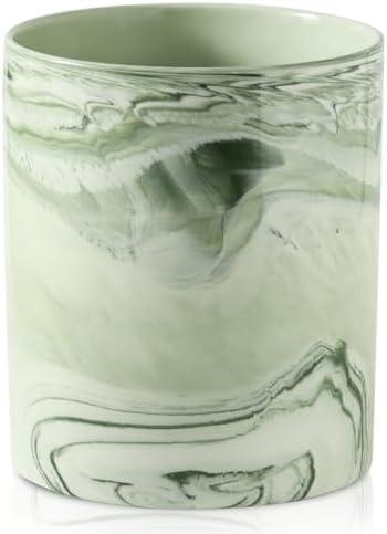 Howise 7.2 inch Large Utensil Holder for Kitchen Counter, Marble Utensil Crock Spatula Holder for Countertop Cooking Tools Storage Caddy Farmhouse Kitchen Decor (Marble-Green)