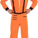 EraSpooky Astronaut Costume Men Halloween Spaceman Suit Adults Pilot (Orange)