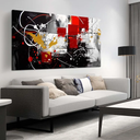 ANCXWOTER Abstract Wall Art for Living Room Black Canvas Wall Art Modern Grey Red Line Artwork for Bedroom Office Home Decor Canvas Prints 29x59 Inch