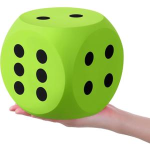 Shappy 6 Inches Foam Dice Fun Filled Large Educational Toy Kawaii Giant Dice Decorative Eva Foam Jumbo Cube Big Square Building Blocks for Game Nights Learning Sessions(Green,1 Pc)