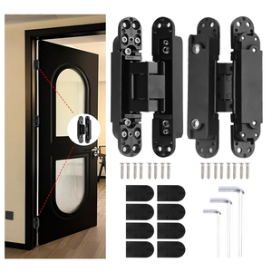 6" Hidden Hinges for Doors Invisible Hinge Concealed Hinges Zinc Alloy 180 Degree Swing Hinge 3 Way Adjustable Butt Silent Door Hinges 6 x 2.5 x 1 inch (Black Pack of 2)