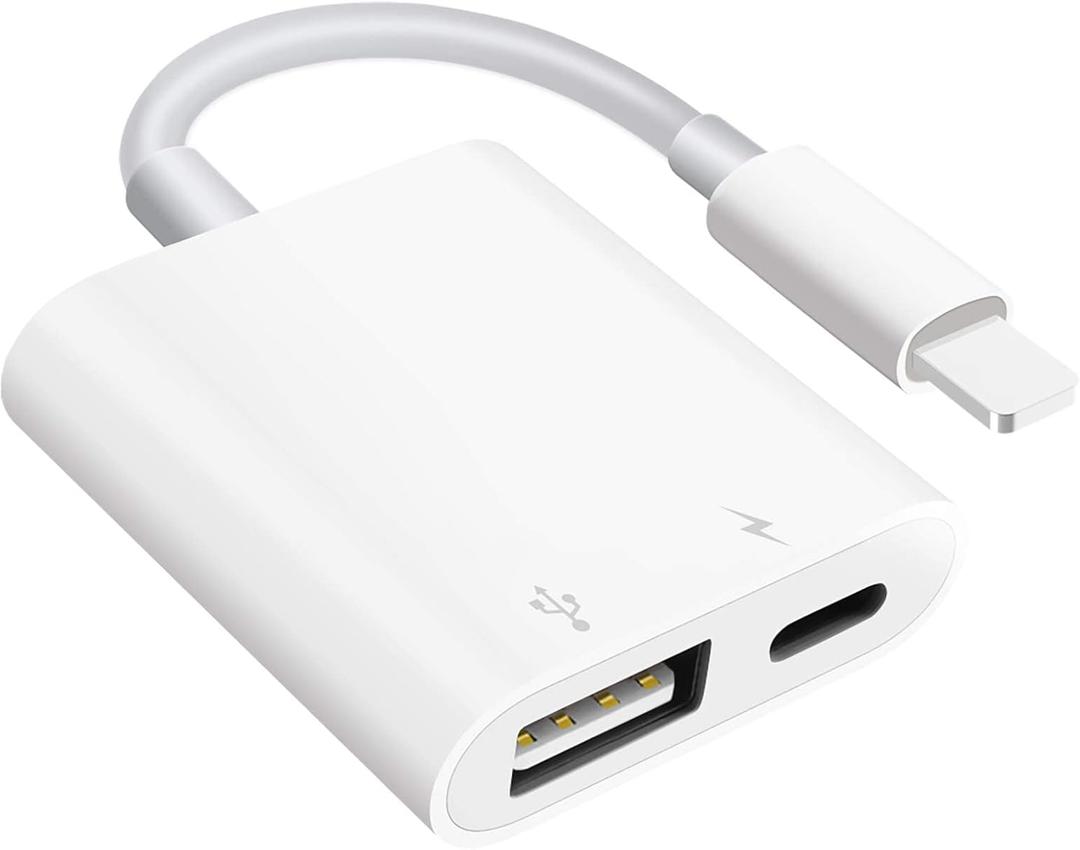 SUNTRSI USB Camera Adapter with Charging Port, Portable USB Female OTG Adapter Suitable for iPhone iPad, Plug and Play USB Adapter for iPad Support Card Reader