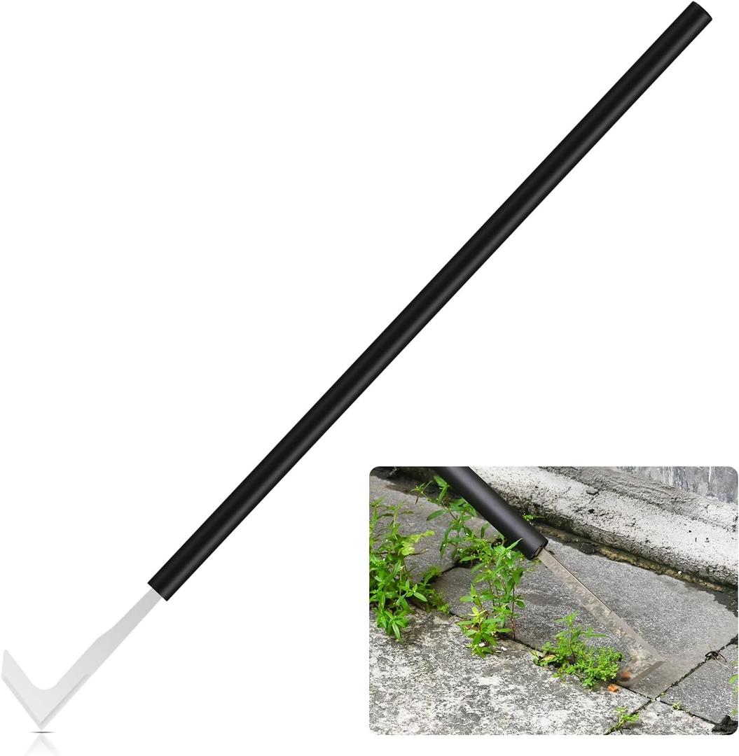 Hanaoyo 49.2 Long Handle Crack Weeder, 3 Adjustable Length Crevice Weeding Tool Manual Weeder Puller for Sidewalk, Paver, Wall Gaps, Lawn Yard Gardening Tool (Silver)