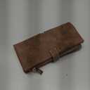 Women Vegan Leather Wallet Bifold Clutch Large Capacity Card Organizer Buckle Long Purse for Girls Candy Color (Coffee)