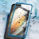 FNTCASE for Samsung Galaxy S21-Ultra Case: Military Shockproof Protective Phone Cover with Belt-Clip Holster & Kickstand, Drop Proof Heavy Duty Rugged Cases for S21Ultra 5G-Blue