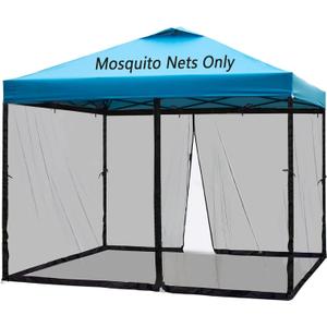 10x10 Mosquito Netting for Patio Camping Gazebo/Pop Up Canopy Tent,Double Door Side Screen Easy Installation BlackOnly Mosquito Net No Frame (Embedded 10x10)