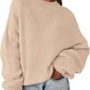 PRETTYGARDEN Women's Fall Oversized Sweaters Dressy Casual Long Sleeve Chunky Knit Winter Pullover Tops 2026 Holiday Outfits (Large, Light Khaki)