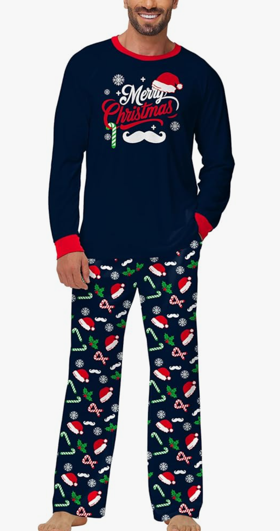 Men Christmas Pajamas Set 2 Piece Long Sleeve Xmas Shirt and Pants 3XL