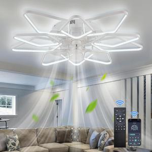 39"Ceiling Fan with Lights Remote APP Control,Modern Bladeless Ceiling Fan with Lights,Flush Mount Ceiling Fan with 6-Speed Reversible Blades,Low Profile Ceiling Fan for Bedroom Living Room (White)
