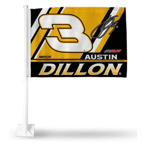 Rico Industries NASCAR Racing Austin Dillon Double Sided Car Flag - 16" x 19" - Strong Pole that Hooks Onto Car/Truck/Automobile