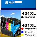 PayForLess LC401XL Ink Cartridges for Brother Printer Compatible for LC401 Ink Cartridges for MFC-J1010DW MFC-J1012DW MFC-J1170DW Printer 5 Pack (2 Black, 1 Cyan, 1 Magenta, 1 Yellow)