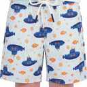 BliBliTaTa Boys Swim Trunks Quick Dry with Stretch Compression Liner, Beach Shorts for Toddler, Swimwear 2T 3T 4T 5 6 7 8 10 12 14 16 Years Submarine-8Y