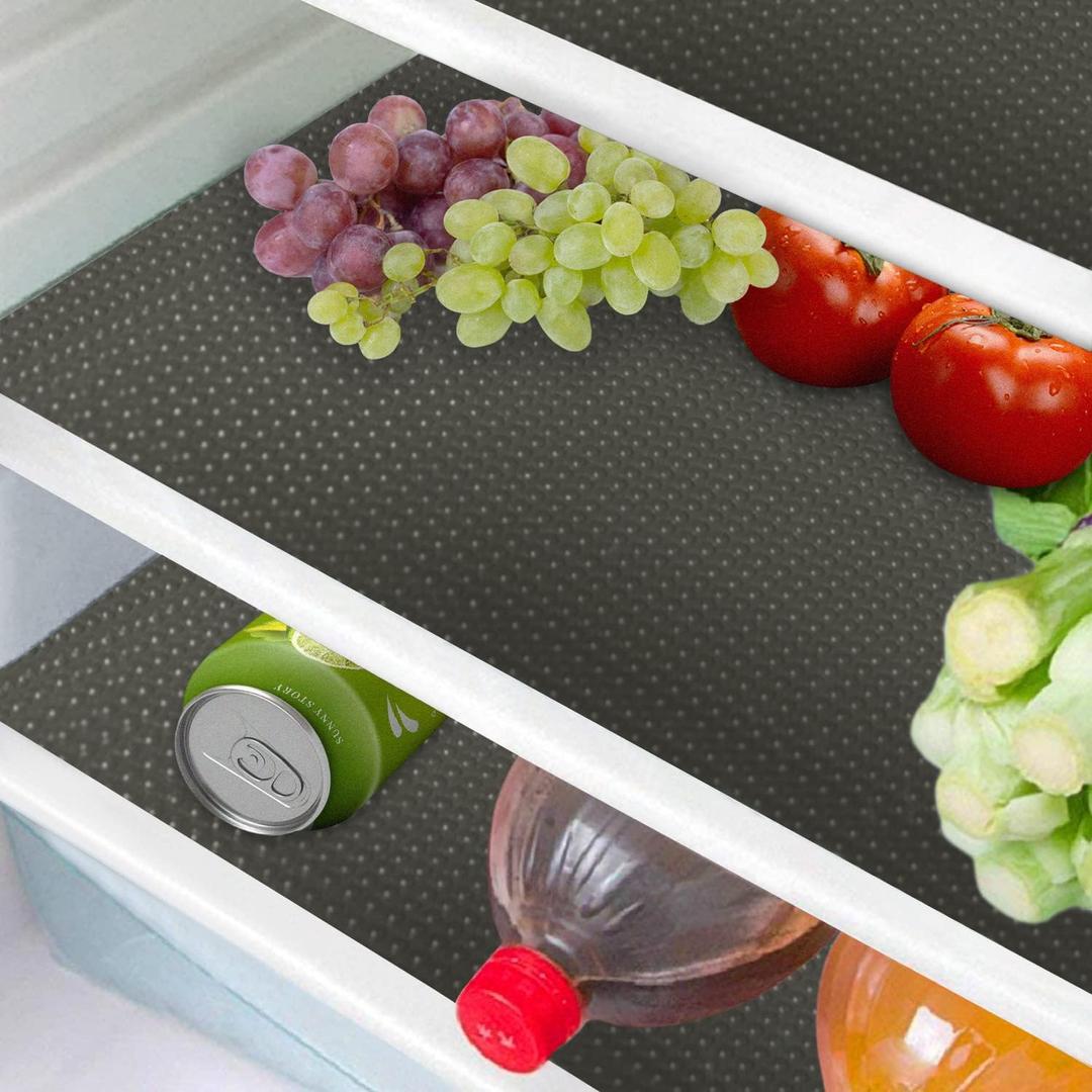 16 Pcs Refrigerator Liners Mats Washable, Refrigerator Mats Liner Waterproof Oilproof, Shinywear Fridge Liners for Shelves, Cover Pads for Freezer Glass Shelf Cupboard Cabinet Drawer (16 Black) (16 Pack(17.7"11.6")