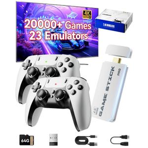 2026 Upgraded Retro Gaming Console, Retro Game Stick, 4K HD HDMI TV Game Stick, Built-in Classic Video Games, Plug & Play Game Console for TV 2 Wireless Controllers