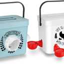 Chicken Feeder and Chicken Waterer Set - Hanging Automatic Chicken Feeder No Waste - Chicken Coop Accessories - Poultry Waterer with 2 Gallon/10 Pounds