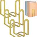 Chunful 6 Pcs Modern Metal Book Ends for Shelves Decorative Small Bookends Book Shelf Organizer Minimalist Design Stopper to Hold Books for Home Office (Gold,5.5 * 3.75 * 2.25inch)