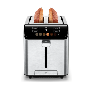 Chefman Smart Touch 2 Slice Digital Toaster, 6 Shade Settings, Touchscreen Controls, Extra-Wide Slots for Thick Breads & Bagels, +10 Seconds, Defrost, Removable Crumb Tray – Stainless Steel