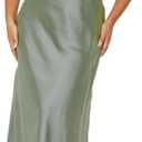 Summer Satin V Neck Wrap Maxi Dress for Women 2026 Elegant Silk Cap Sleeve Wedding Guest Dresses (XS, Sage)