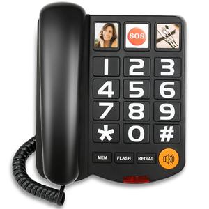 Big Button Phone for Seniors, Dementia Phone with Speakerphone, Amplified Ringer (+110dB), One-Touch Dial & 3 Picture Memory – Corded Phones, Hearing & Visually Impaired, Hearing Aid Compatible, Black