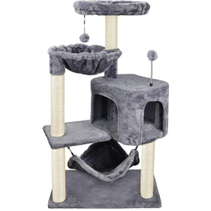 YUNIQUE Cat Tree with Cat Condo and Big Hammock, Grey