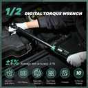26-inch Heavy Duty 1/2 Torque Wrench Digital (12.5-250.7 Ft-lbs)±1% High accuracy Digital Torque Wrench 1/2 Drive with Buzzer&Colorful LED Indicator for Car &Trucks Tire Repaird&large machinery Repair