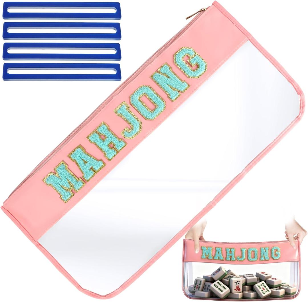 American Mahjong Card Holder with High-Light Bar Indicator Ruler, PVC Mahjong Accessory for Beginners, Rule Sheet Holder for Game Night, Pink, 12 x 12 Inches